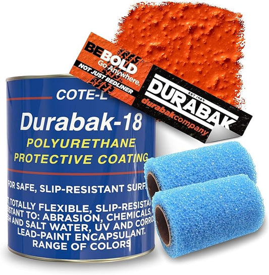 Durabak-18 Textured Truck Bed Liner Gallon KIT - Roll On Coating | DIY Custom Coat for Bedliner and Undercoating, Auto Body, Automotive Rust Proofing, Boat Repair (Gallon, Orange)