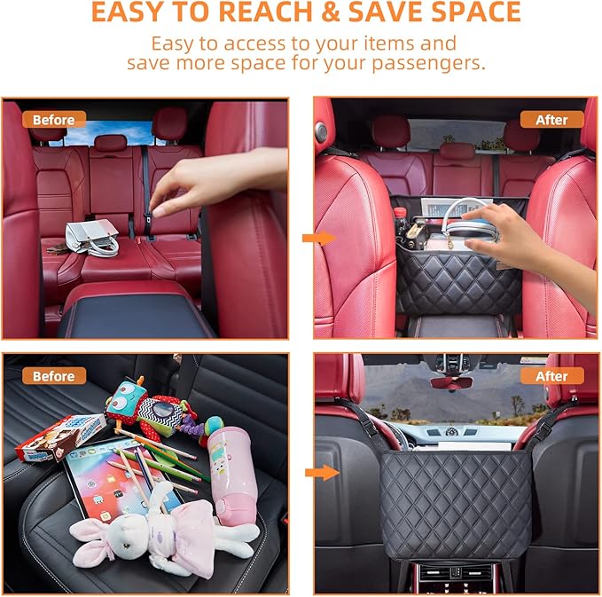 WLLWOO WLLWOO Car Net Pocket Handbag Holder Between Seats Back Storage Organizer Purse Holder for Console Front Seat Storage Barrier