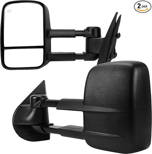 AUTOSAVER88 Towing Mirrors Compatible with 2007-2013 Chevy Silverado GMC Sierra All Models Right and Left Side Mirror Power Adjustable Heated Tow Mirror Set