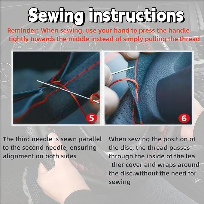 DEEYOTA Car Steering Wheel Cover Universal Fit Round Stitch Steering Wheel Wrap Thin PU Leather Steering Wheel Cover Sewn on 15" Car Wheel (Black)