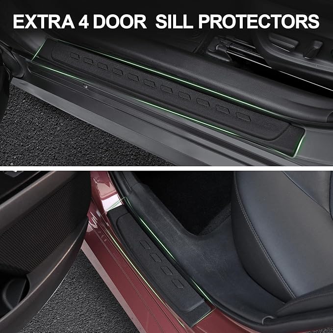 Floor Mats for 2018-2024 Toyota Camry FWD Only (Not Fit Hybrid or AWD), Rubber All Weather Protection Interior Floor Liners Door Sill Guards for Toyota Camry L/LE/SE/TRD/XLE/XSE Accessories