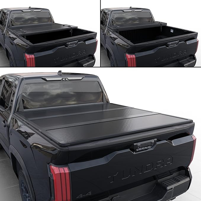 Hard Tri-Fold Truck Bed Tonneau Cover Compatible with 2022-2026 Toyota Tundra 5.6ft Bed w/OE Rail System (66.7")