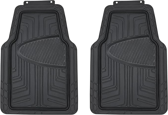 Amazon Basics All-Season Floor Mats for Cars, SUVs and Trucks, Premium Rubber, All Weather Protection, Universal Trim to Fit, 2-Piece, Black