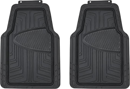 Amazon Basics All-Season Floor Mats for Cars, SUVs and Trucks, Premium Rubber, All Weather Protection, Universal Trim to Fit, 2-Piece, Black