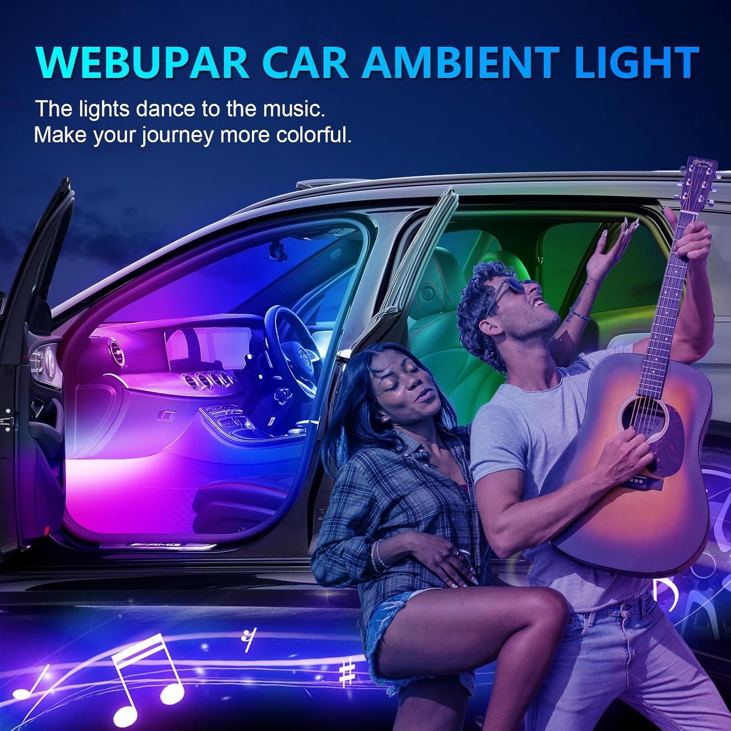 WEBUPAR Dreamcolor 6 in 1 Car LED Strip Lights with APP Control and 213 Color Modes, Neon Ambient Lighting Kits