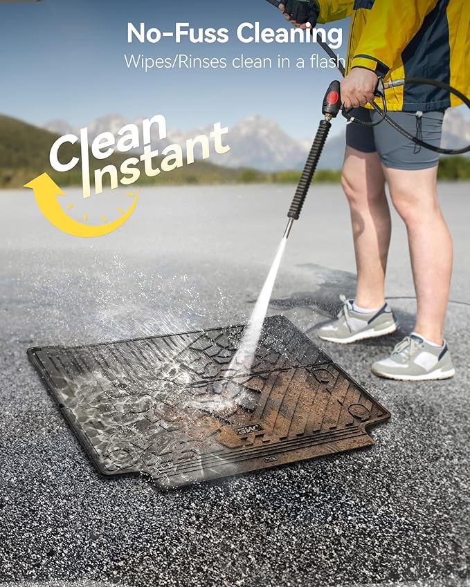 3W Backrest Liner & Cargo Liner for Jeep Wrangler 4XE 2021-2024 2025 (Non JL/JK), All Weather TPE Rubber Heavy Duty Car Liner Trunk Mat Wrangler 4XE Accessories (Hybrid & 4 Door with Subwoofer)