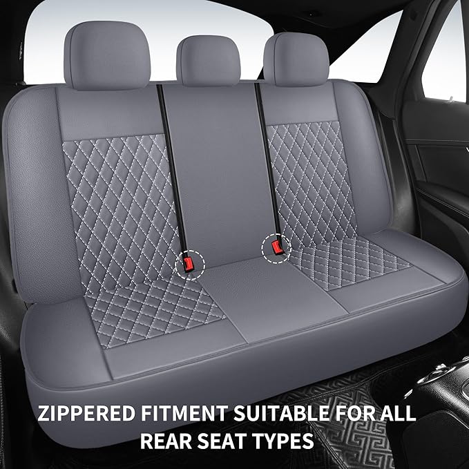 Seat Covers for Car,Breathable and Waterproof Car Seat Covers,Premium Automotive Airbag Compatible Universal Fit for Cars Sedans SUVs Vans and Trucks(Full Seat,Grey,N1)