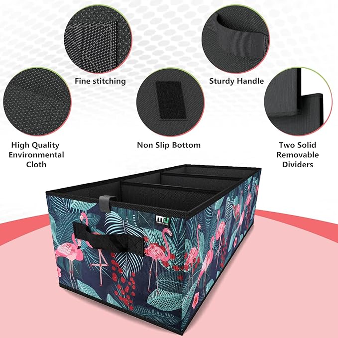 MIU COLOR Trunk Organizer, Car Trunk Organizer, Non-Slip Bottom, Sturdy Storage Organizer for SUV, Sedans, Van, Jeep, Grocery, Large 3 Compartments Car Organizer for Women, Flamingo 31.9"×12.6"×10.6"