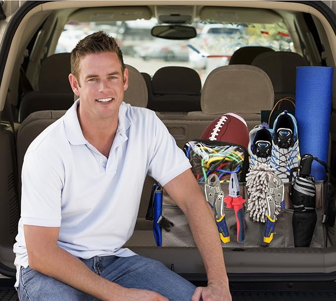 Car Trunk Organizer – Large Collapsible Storage Box with Adjustable Compartments – Heavy-Duty Cargo Organizer for SUV, Truck & Car – Non-Slip Waterproof Trunk Storage Bin for Groceries & Tools