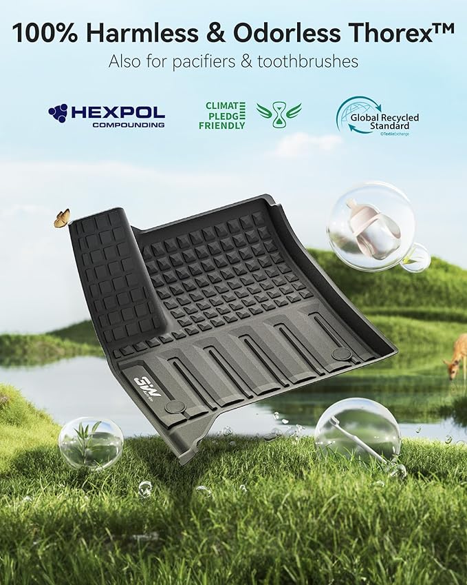 3W Floor Mats & Cargo Liner for Chevrolet Chevy Traverse 2024-2026 (Only 7 Seats) & GMC Acadia 2024-2026 (Only 7 Seats) & Buick Enclave 2025-2026, All Weather TPE Custom Fit Floor Liners