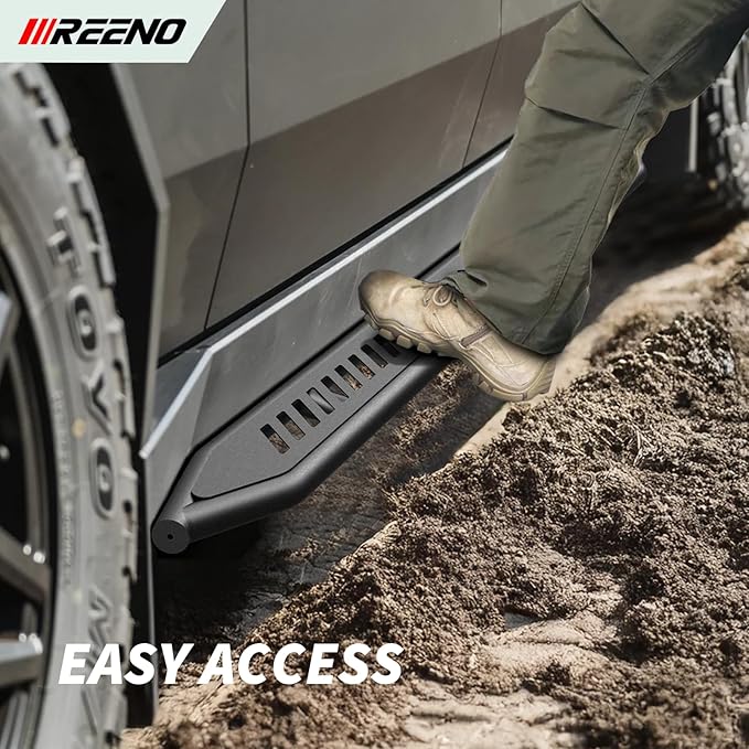 Heavy-Duty Running Boards for 2024 2025 Tesla Cybertruck, Side Steps with Mounting Brackets, Textured Black, No Drilling