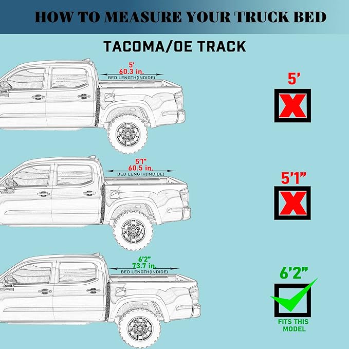 Hard Tri-Fold Truck Bed Tonneau Cover Compatible with 2016-2026 Toyota Tacoma w/OE Track System 6.2ft Bed (73.7")
