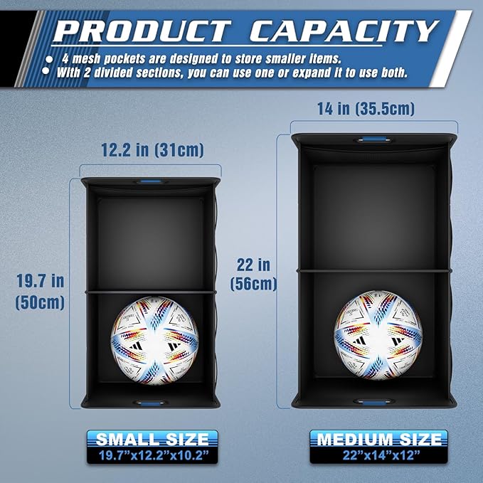 K KNODEL Car Trunk Organizer, Foldable Organizer for Car, Automotive Consoles & Organizers, Storage with Reinforced Handles (Small, Blue)