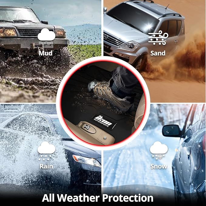 IKON MOTORSPORTS, Floor Mats Compatible with 2008-2015 Chevrolet Cruze, 16 Cruze Limited, Latex Heavy Duty All Weather Season Car Auto Front Rear Carpets Liner 5PC Black