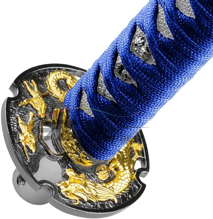 EZAUTOWRAP 26cm Blue White Shift Knob Samurai Sword Alloy Katana with Adapter Universal