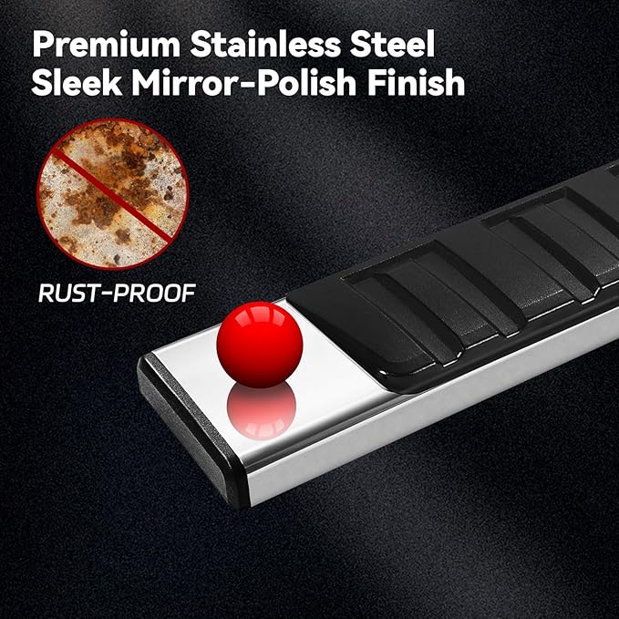 6.5" Running Boards Compatible with Dodge Ram 1500 2019-2025 Crew Cab (Only Fit New Body Style),Side Steps for Truck, Mirror Stainless Steel Nerf Bars