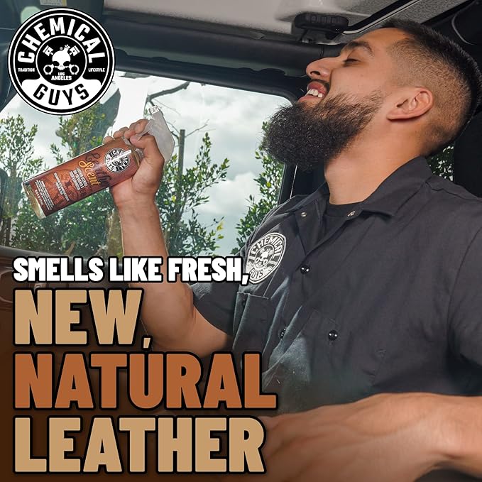 Chemical Guys Leather Scent Premium Air Freshener & Odor Eliminator – Interior Spray with Rich Leather Aroma – Eliminates Odors and Refreshes Cars, Trucks, SUVs and RVs for a Like New Scent, 16 oz