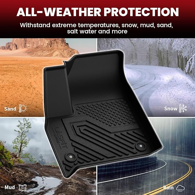 LASFIT Floor Mats & Cargo Liner for Chevrolet Chevy Traverse 2018-2023/Traverse Limited 2024 7 Seats (Fit 2nd Row Bucket Seats), All Weather TPE Automotive Custom Fit 3 Rows Car Floor Mats Full Set