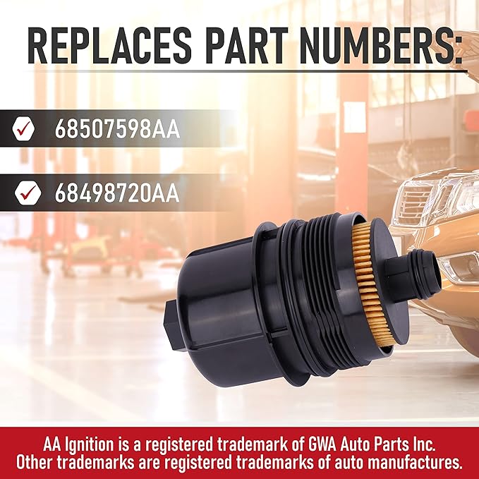 Replacement Engine Oil Filter - Compatible with Jeep Gladiator, Wrangler & Ram 1500 3.0L Vehicles - Replaces 68507598AA, 68498720AA - 2020, 2021-3 Liter Diesel Engines