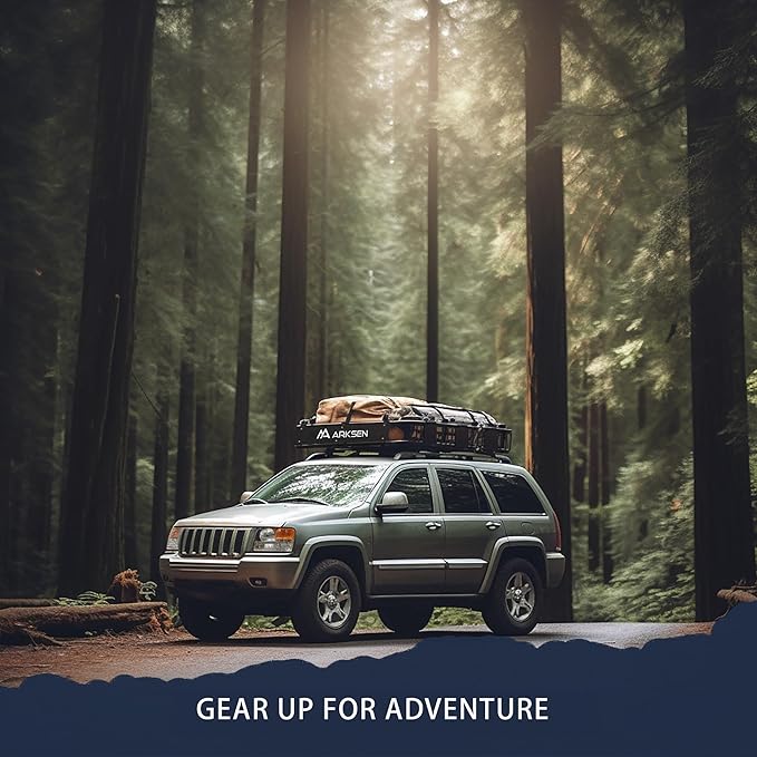 ARKSEN 30 x 50 x 6 Inch Universal Extra Wide 150LB Heavy Duty Roof Rack Cargo with Ratchet Straps, Cargo Net, Car Top Luggage Holder Carrier Basket for SUV, Truck, & Car Steel Construction