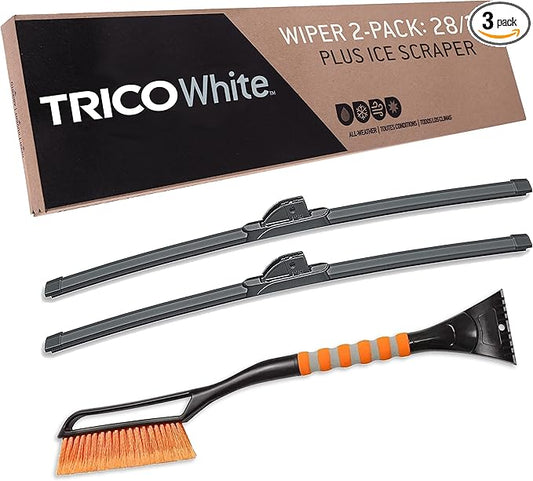 TRICO White 28" + 28" Extreme Weather Premium Winter Automotive Replacement Windshield Wiper Blades (Set of 2), Passenger and Driver Side All-Weather Beam Wiper Blades with Ice Scraper