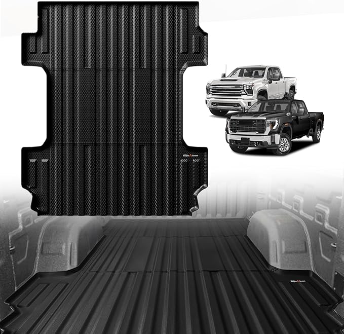 TripleAliners Truck Bed Mat Compatible with 2020-2025 2026 Chevy Silverado/GMC Sierra 2500 3500HD Accessories 6.8FT Liner All-Weather Protection TPE Heavy Duty Bed Mat(No for Factory 5th Wheel System)