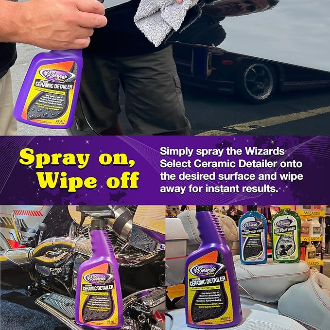 Wizards Select Hybrid Quick Ceramic Detailer Spray - 22 fl oz - SiO2 Infused Polymer Coating & Ceramic Spray Wax to Protect Paint, Ceramic Coat, Wax & Sealants