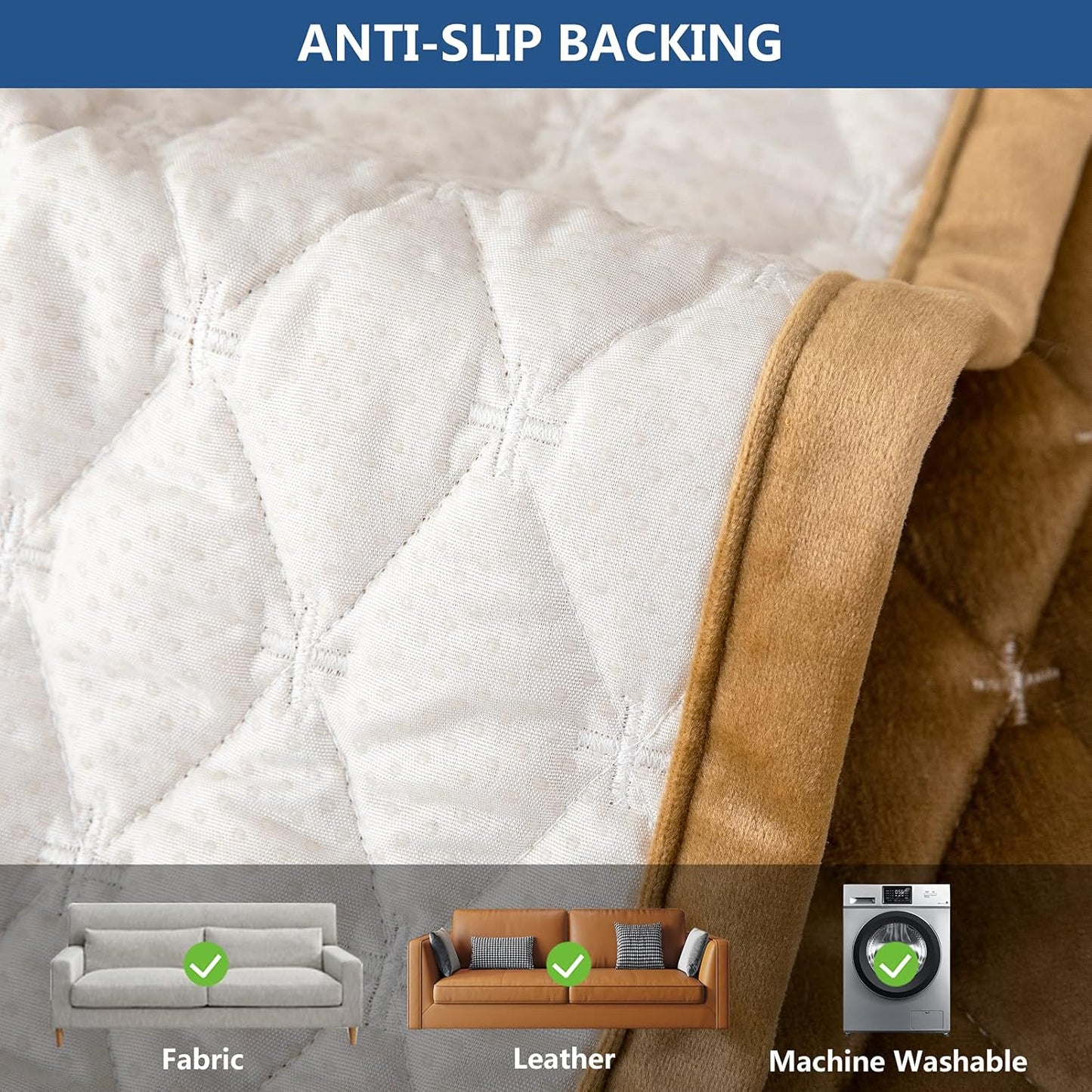 Eismodra Couch Cover,Sectional Couch Covers,Sofa Covers for 3 Cushion Couch,Anti-Slip Sofa Slipcovers for Dogs Cats Kids Loveseat Recliner L Shaped Armrest Backrest,Coffee 36''x63''(Only 1 Piece)