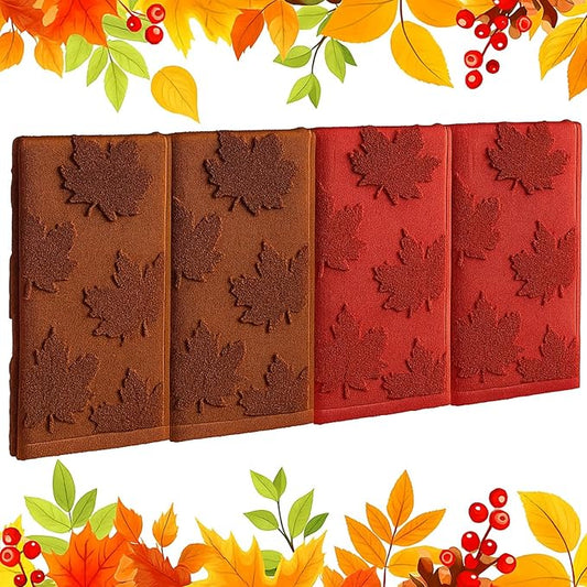 4 Pack 3D Fall Maple Leaf Hand Towel Cotton Autumn Thanksgiving Bathroom Towels Absorbent Jacquard Design Brown Crimson Kitchen Face Towels for Home Decor Cleaning Gift 14 x 30