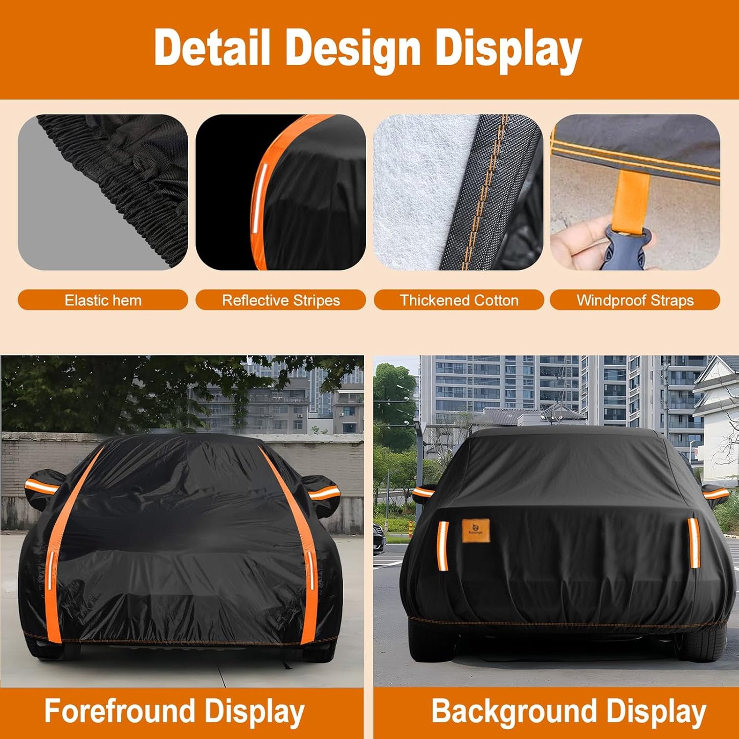 Car Cover Waterproof All Weather for Automobiles Winter Snowproof Rain UV Protection Heavy Duty Outdoor Sedan Car Cover & Car Snow Cover Universal Fit for Sedan Length Up to 188’’
