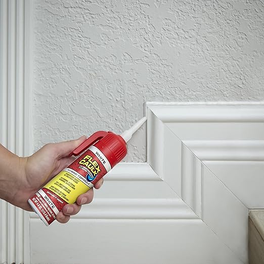 Flex Caulk, Waterproof & Weatherproof Hybrid Polymer Sealant, Strong, Paintable, Indoor, Outdoor, Bath, Shower, Sink, Window, Baseboards, Door, RV, Roof, Wood, Auto & Marine, White, 4 oz, 2-Pack