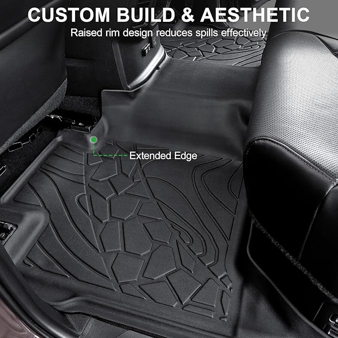 Floor Mats for 2022-2025 2026 Toyota Tundra CrewMax Cab, TPE All Weather Interior Rubber Floor Liners Door Sill Guards for Toyota Tundra SR/SR5/TRD PRO/Limited/Platinum/Castone