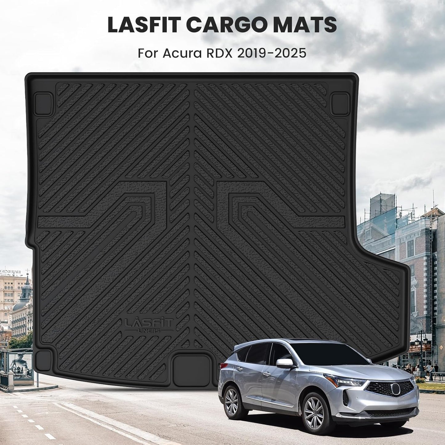 LASFIT Trunk Mat for Acura RDX 2025 2024 2023 2022 2021 2020 2019, All Weather TPE Cargo Mats Custom Fit Cargo Liner Front & Rear Trunk Liner, Black, Easy to Clean