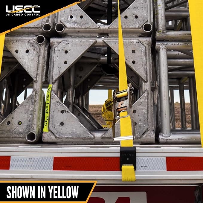 US Cargo Control 4 Inch Flat Hook Ratchet Straps (2 Pack), 4 Inch x 40 Foot, Heavy Duty Ratchet Straps with Black Flat Hooks, 5,400 lbs. Working Load Limit, Tie Down Straps for Flatbed Trailer