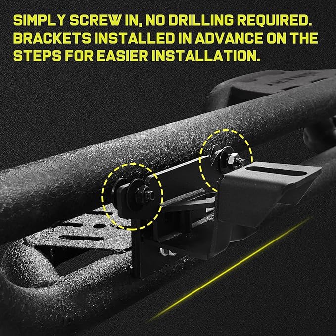 BINARY STAR Running Boards Compatible with Vehicle 2007-2018 Jeep Wrangler JK 4 Doors, 6 Inch Two-Stair Side Steps Nerf Bars, Wrangler Step Bars JKU Step Rails, Carbon Steel Running Boards & Steps.