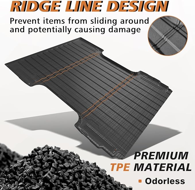TripleAliners Truck Bed Mat Compatible with 2007-2019 Chevy Silverado/GMC Sierra 1500 2500 3500HD LD Limited Accessories 6.6FT Bed Perfectly Flush All Weather Protection TPE HeavyDuty Pickup Mat