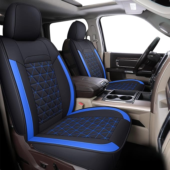 Coverado Front Seat Covers, Waterproof Front Car Seat Covers for Truck Compatible with 2002-2025 Dodge Ram 1500 2500 3500 Crew Double Mega Quad Cab(Blue)