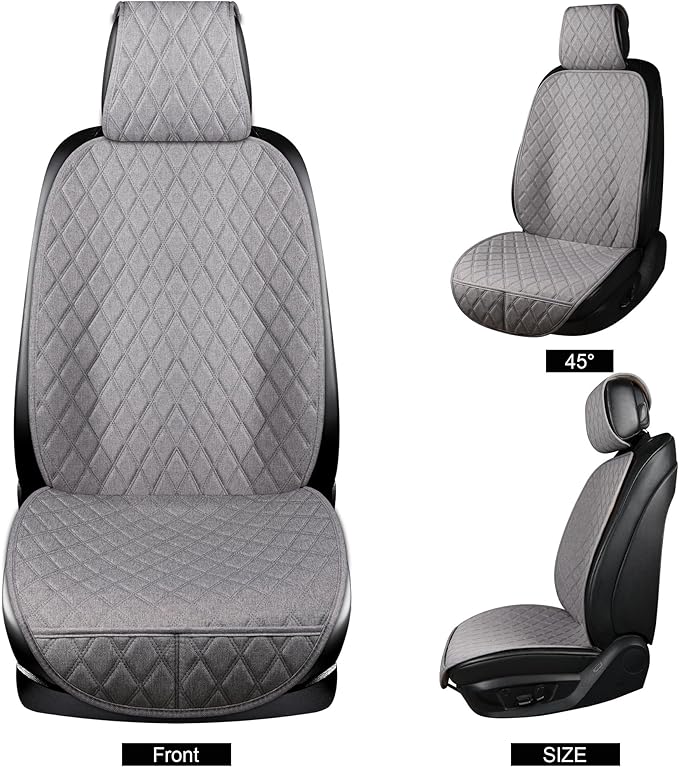 ENOGE Car Seat Cover, Front Car Seat Covers, Driver Seat Protector with Soft & Breathable Cloth Fabric for All Seasons Universal Fits Most Automotive, Van, SUV, Truck (Gray,1 Front)