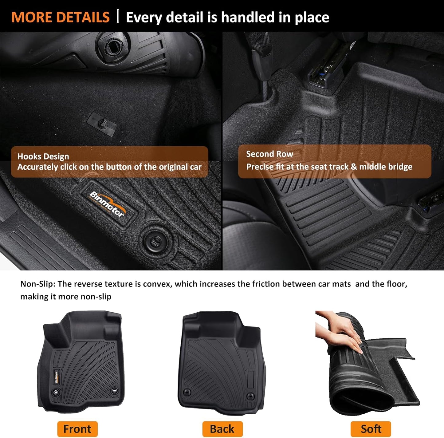 Binmotor-All Weather Floor Mats and Cargo Liner Set for 2024 2025 Mazda CX-90 & CX-90 PHEV（6 & 7 Seater with 2nd Row Bench Seat or Bucket Seat） Seatback Cargo Fit for 6 Seater, for CX90 Accessories