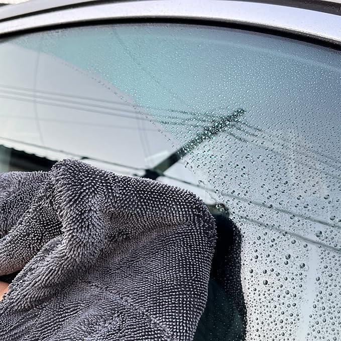 SHSCLY Microfiber Car Drying Towel Large Double Twist Pile 1200GSM Gray 35.5 x 24 Inches Pack of 1