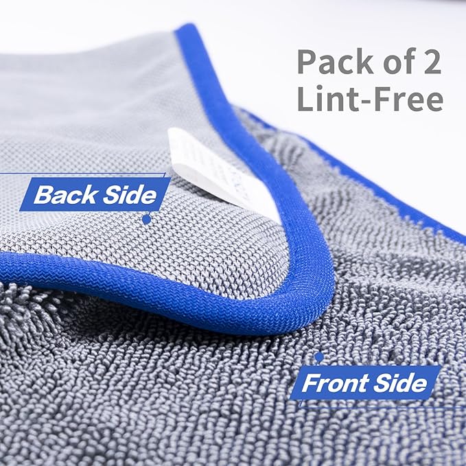 SHSCLY Super Absorbent Microfiber Car Drying Towel, 1 Piece 33" x 29", 1 Piece 24" x 20"