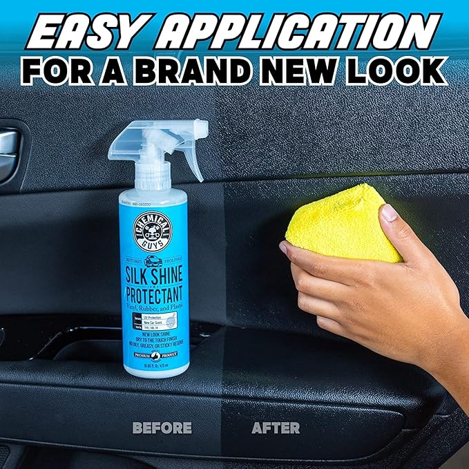Chemical Guys Silk Shine Tire and Trim Dressing and Protectant – Non Greasy Spray for Vinyl, Plastic and Rubber Surfaces – Restores Shine and Protection for Cars, Trucks, Motorcycles and RVs, 16 oz