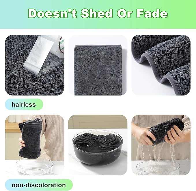 JOYMOOP Microfiber Towels for Cars, 2 Pack 35.4" x 23.6" Car Drying Towel, Dark Gray Reusable Car Towel, Quick Drying Car Microfiber Cleaning Cloth for RVs, SUVs, Trucks