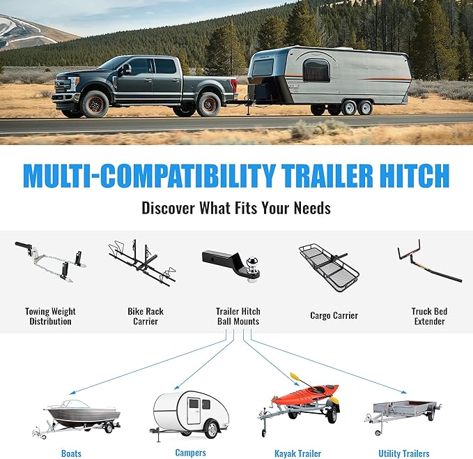 ECOTRIC Class 3 Trailer Hitch Receiver Towing 2" Compatible with 2013-2019 Ford Escape SEL SE S Titanium Models Replace for 13186 Steel Powder Coated Black