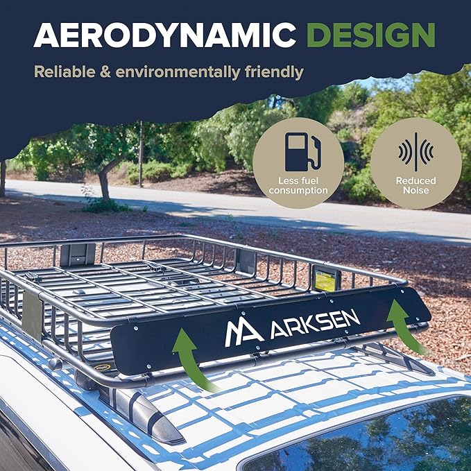 ARKSEN 43 x 50 x 6 Inch Universal Extra Wide 150LB Heavy Duty Roof Rack Cargo with Extension Car Top Luggage Holder Carrier Basket for SUV, Truck, & Car Steel Construction