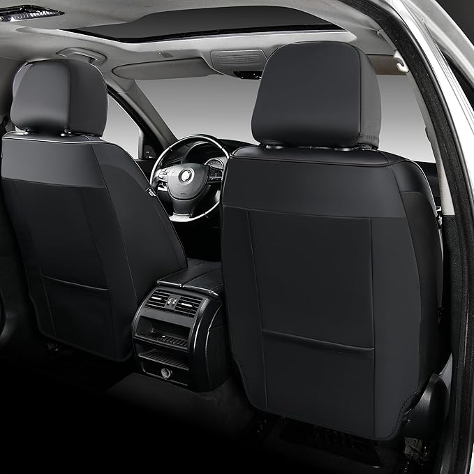 FLORICH Automotive Seat Covers, Waterproof Seat Covers, Black Car Seat Cover, Leather Car Seat Covers 2 Pack Car Seat Cushion Protector Universal Fit for Most Cars SUV Trucks