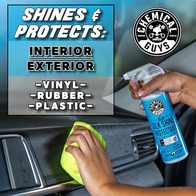 Chemical Guys Silk Shine Tire and Trim Dressing and Protectant – Non Greasy Spray for Vinyl, Plastic and Rubber Surfaces – Restores Shine and Protection for Cars, Trucks, Motorcycles and RVs, 128 oz