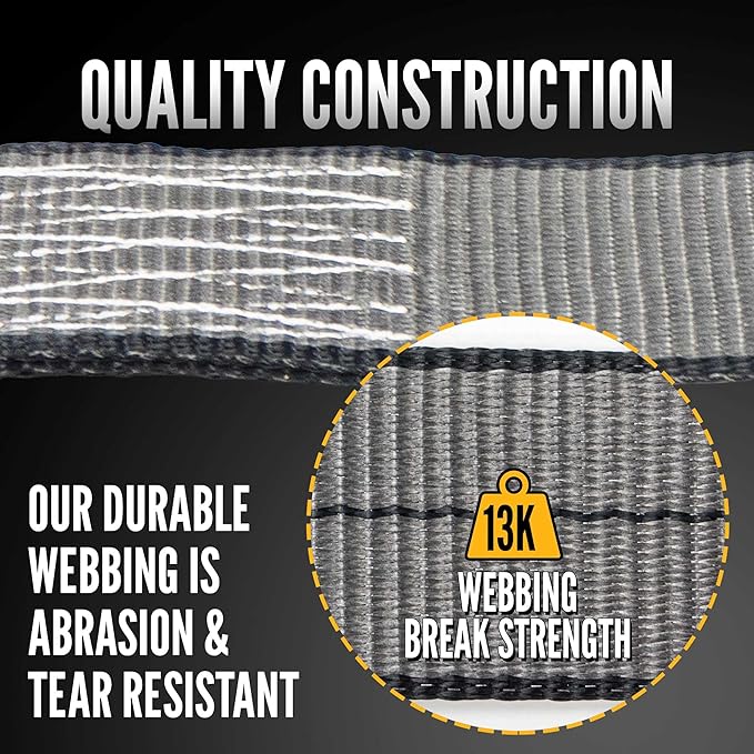 US Cargo Control Blackline Ratchet Straps Heavy Duty (10-Pack), 2 Inch x 18 Foot Black Ratchet Straps with Double J Hooks, 13,000 LBS Break Strength, Heavy Duty Tie Down Straps for Trucks & Trailers