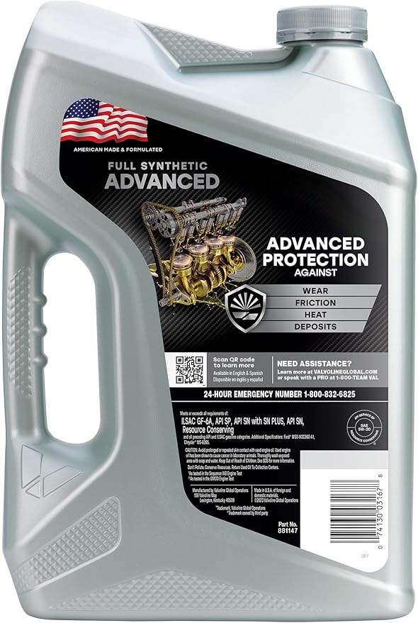 Valvoline Advanced Full Synthetic SAE 5W-20 Motor Oil 5 QT