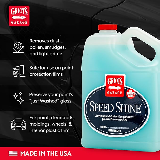 Griot's Garage Speed Shine for Car Detailing, Quick Detailer for All Exterior Surfaces, Trim and Wheels, Provides a Glossy Finish, 11148, One Gallon